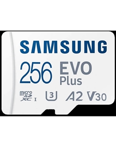 Карта памяти MicroSDXC Evo Plus 256Гб UHS-1 U3 A2 V30 с адаптером Белая Samsung