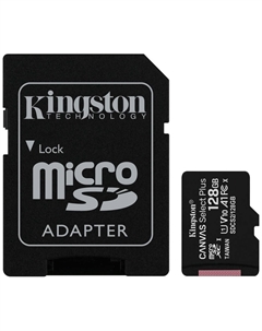 Карта памяти MicroSDHC Canvas Select Plus 128Gb Class10 с адаптером Black Kingston