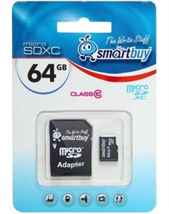 Карта памяти MicroSD 64GB Class10 с адаптером Black Smartbuy