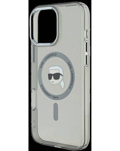 Чехол-накладка iPhone 16 Pro Max MAGSAFE IML CASE METAL CAMERA FRAME AND BUTTONS KARL HEAD PRINTED LOGO Черный Karl lagerfeld