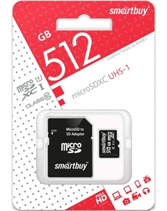 Карта памяти MicroSDXC 512GB Class 10 UHS-I с адаптером Black Smartbuy