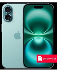 Смартфон Apple iPhone 16 256Gb eSIM + SIM Бирюзовый