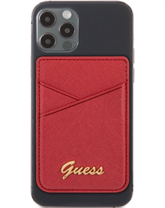 Картхолдер Wallet Cardslot Magsafe Saffiano Script logo Красный Guess