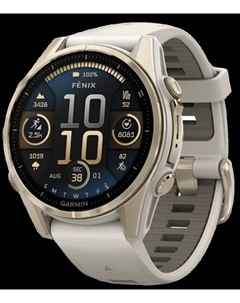 Часы Fenix 8 AMOLED Sapphire 43мм Золотые с серым силиконовым ремешком Garmin