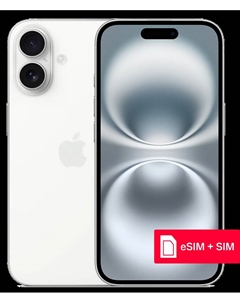 Смартфон Apple iPhone 16 128Gb eSIM + SIM Белый