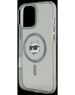 Чехол-накладка iPhone 16 Pro Max MAGSAFE IML CASE METAL CAMERA FRAME AND BUTTONS CHOUPETTE HEAD PRINTED Черный Karl lagerfeld