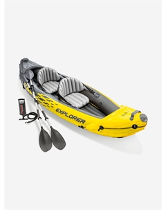Байдарка 68307NP надувная "Explorer K2" алюминиевые вёсла 218см, насос,312х91х51см, Желтый Intex