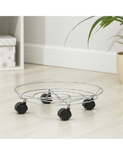 Подставка для цветов на колесиках, 32×32×10 см, хром Доляна