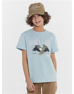 Футболка для мальчиков голубая с принтом и надписью Mark formelle