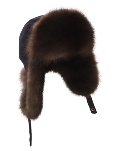 Шапка-ушанка с отделкой из меха соболя Black sable