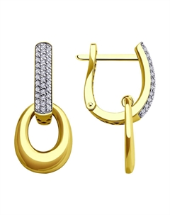 Серьги из желтого золота с фианитами Sokolov