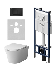 Комплект унитаза с инсталляцией MasterFit IS100238.DX35C1700 с сиденьем Микролифт и Черной матовой клавишей смыва Am.pm.