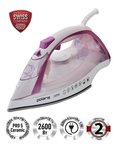 Утюг для одежды с отпаривателем  Polaris PIR 2668AK 3m с отпаривателем, белый/розовый