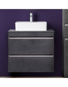 Тумба c раковиной подвесная Атлантика 70 серая, бетон темный Style line