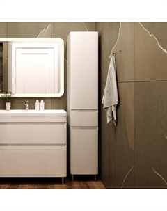Шкаф-пенал для ванной Атлантика 35 Люкс Plus L, с бельевой корзиной, антискрейч Style line
