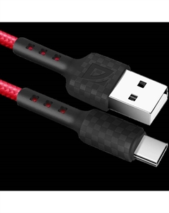 Кабель USB(Am)-USB Type-C(M), быстрая зарядка, 2.4А, 1 м, красный, Defender F181 (87113RED)