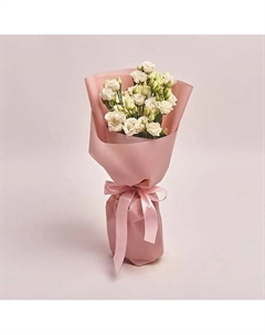 Букет из 5 белых лизиантусов в бежевой пленке Azalianow цветы. подарки. декор