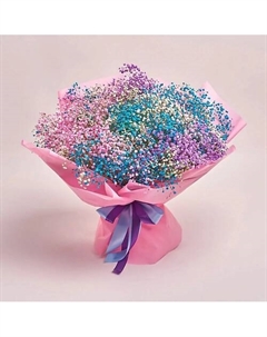Букет из 15 радужных гипсофил в розовой упаковке Azalianow цветы. подарки. декор