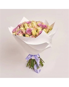 Букет из 51 разноцветной розы в белой пленке Azalianow цветы. подарки. декор