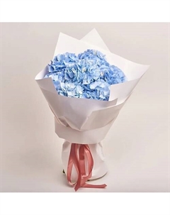 Букет из 7 голубых гортензий в белой упаковке Azalianow цветы. подарки. декор