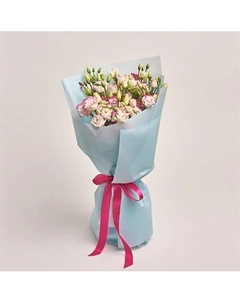 Букет из 11 бело - розовых лизиантусов в голубой пленке Azalianow цветы. подарки. декор