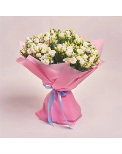 Букет из 25 белых лизиантусов в розовой пленке Azalianow цветы. подарки. декор