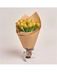 Букет из 15 пионовидных оранжевых тюльпанов в крафте Azalianow цветы. подарки. декор