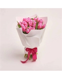 Букет из 25 тюльпанов розового цвета в упаковке Azalianow цветы. подарки. декор