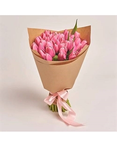 Букет из 51 розового тюльпана в крафт-бумаге Azalianow цветы. подарки. декор