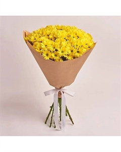 Букет из 15 кустовых желтых хризантем ромашек в крафт-бумаге Azalianow цветы. подарки. декор