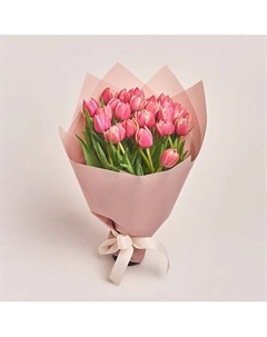 Букет из 25 розовых пионовидных тюльпанов в розовой пленке Azalianow цветы. подарки. декор