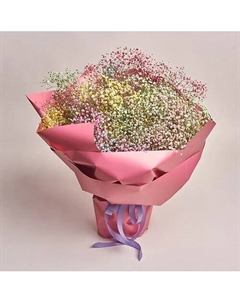 Букет из 25 радужных гипсофил в розовой пленке Azalianow цветы. подарки. декор