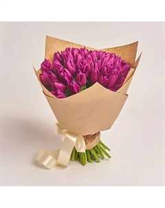 Букет из 51 фиолетового тюльпана в крафт-бумаге Azalianow цветы. подарки. декор