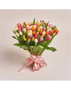 Букет из 75 разноцветных тюльпанов Azalianow цветы. подарки. декор