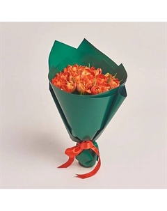 Букет из 15 пионовидных красных тюльпанов в зеленой бумаге Azalianow цветы. подарки. декор