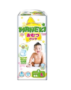 Подгузники-трусики детские одноразовые размер L 9-14 кг Maneki