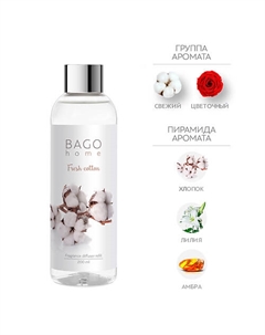 Набор наполнитель и фибровые палочки для ароматического диффузора Свежий хлопок 200 Bago home