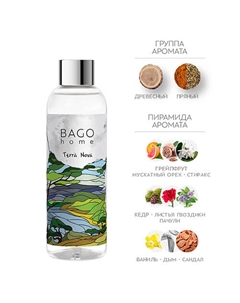 Набор наполнитель и фибровые палочки для ароматического диффузора Новая земля 200 Bago home