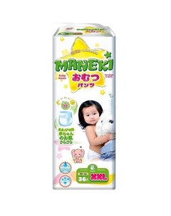 Подгузники-трусики детские одноразовые размер XXL 15 + кг Maneki