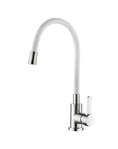 Смеситель для кухни LEDEME L74004-3 гибкий излив 175мм белый Ledeme