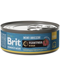 Premium by Nature влажный корм для собак малых пород, с телятиной и языком (100 г) Brit*