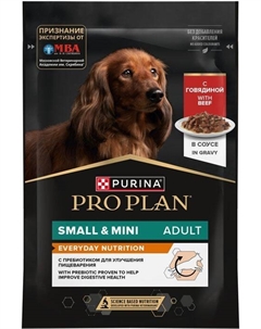 Влажный корм ® для взрослых собак мелких и карликовых пород, с говядиной в соусе (85 г) Purina pro plan