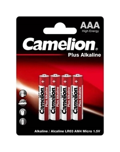 Батарейка Plus Alkaline LR03-BP4 алкалиновая LR03 AAA 4 шт. Camelion
