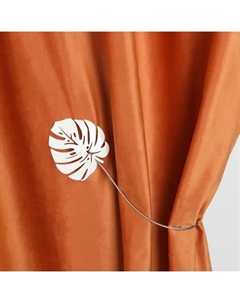 Подхват для штор Лист магнитный 8.2 см металл цвет белый Без бренда