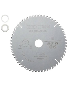 Диск пильный универсальный FD-E052163060T 60Т 216x30x1.5 мм, кольца: 20 и 25.4 Dexter