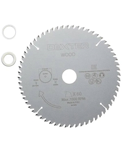 Диск пильный по дереву FD-E032103060T 60Т 210x30x1.5 мм, кольца: 20 и 25.4 Dexter