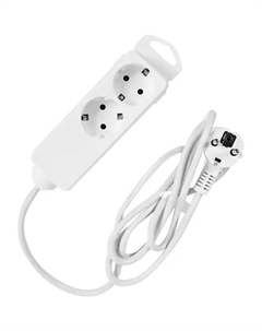Удлинитель бытовой 2 розетки с заземлением 3x0.75 мм 1.8 м 2200 Вт цвет белый Защита про