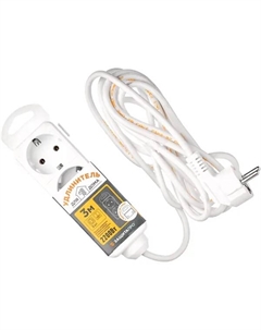 Удлинитель бытовой 2 розетки с заземлением 3x0.75 мм 3 м 2200 Вт цвет белый Защита про