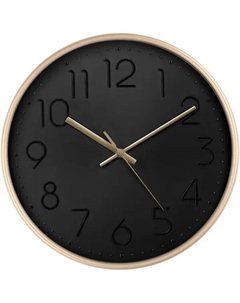 Часы настенные круглые пластик цвет золотисто-черный бесшумные ø30 см Troykatime