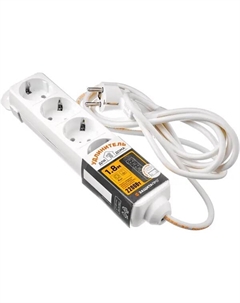Удлинитель бытовой 4 розетки с заземлением 3x0.75 мм 1.8 м 2200 Вт цвет белый Защита про